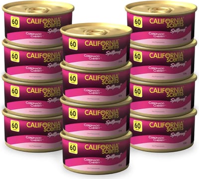 12x California Scents Luchtverfrisser - Coronado Cherry - Auto & Kamergeur - Zonder Deksel - Sterke Geur - Langdurig Frisse Aroma