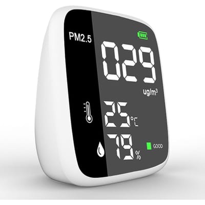 Draagbare USB oplaadbare PM2.5 detector Multifunctionele thermohygrometer Thuisluchtdetector Binnen