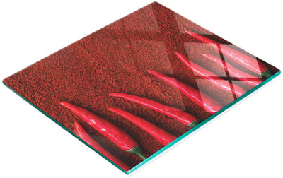 Decoratieve glazen snij- en serveerplank voor chilipepers 60x52 cm
