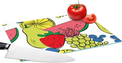 Glazen Snijplank - 28x20 - Fruit - Cartoon - Patroon - Snijplanken Glas