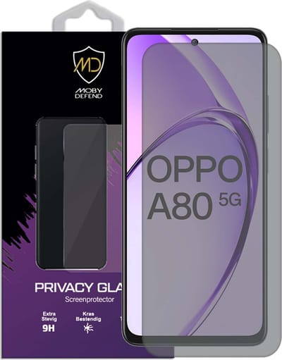 MobyDefend Screenprotector - Geschikt voor Oppo A80 5G - HD Privacy Glass Screensaver