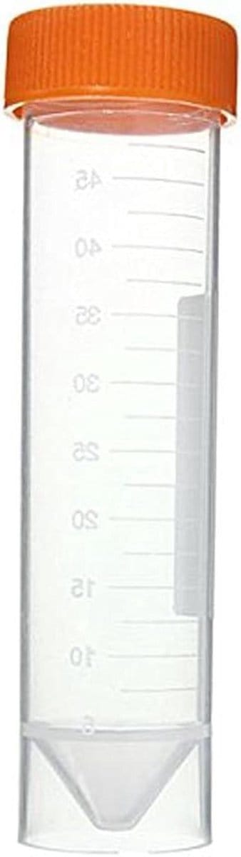 Plastic Centrifugeerbuis - Schroefdop Flesjes - Laboratorium Analyse - Zelfstaande Bodem - 50ml 10 Stuks - Transparant Oranje