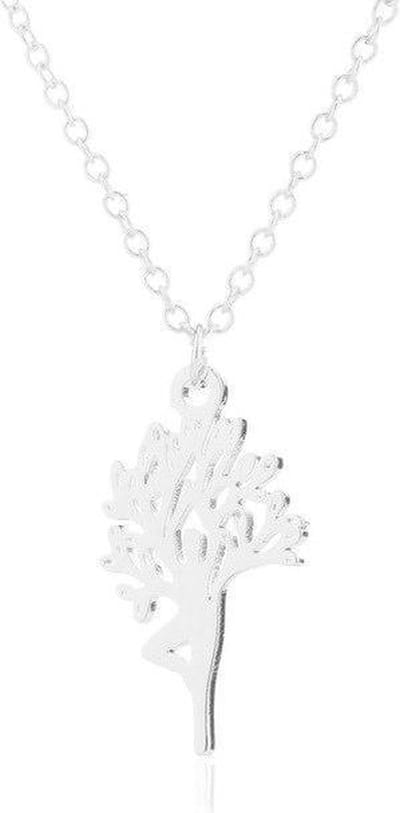 24/7 Jewelry Collection Yoga Boom Ketting - Zilverkleurig
