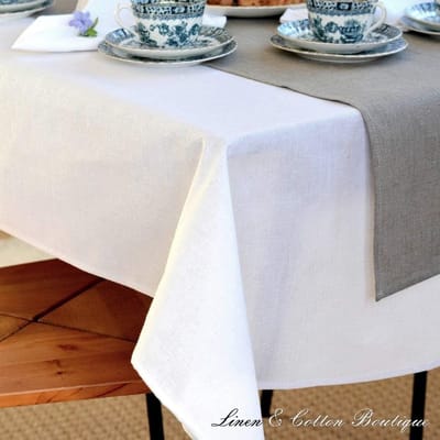 Linnen Katoen Tafelkleed Elegant Wit Hoogwaardige Kwaliteit Rechthoekig 147x300cm voor Diner, Feest & Decoratie