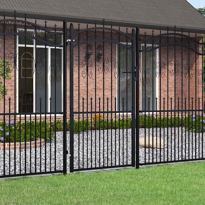 vidaXL - Hekpoort - met - speerpunt - zwart - 103x175 - cm - gepoedercoat - staal