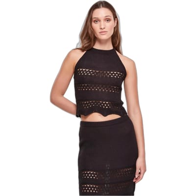 Urban Classics - Short Crochet Knit Neckholder Mouwloze top - 3XL - Zwart