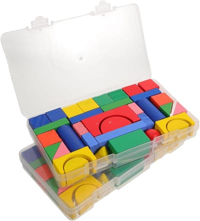 UPKOCH 68 stuks 3D-vormen voor het onderwijzen van wiskundige manipulaties - Geometrische vaste stoffen blokken Montessori leerspeelgoed voor kleuters, basisschool, kleuterschool, schoolbenodigdheden