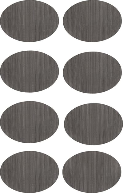 Krumble Placemats - Set van 8 - Ovaal - Placemats - Placemat - Onderlegger - Onderzetter - Grijs - PVC - 32 x 45 cm
