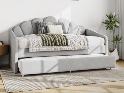 Vente-unique Bedbankje fluweel lichtgrijs 90 x 190 cm ELUSIA