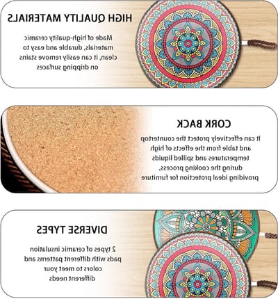 Ronde Onderzetter van Keramiek, Warmtebestendig Ø 20cm, Voor Pannen en Schalen, Ideaal als Cadeau voor Vrienden en Keukenaccessoire