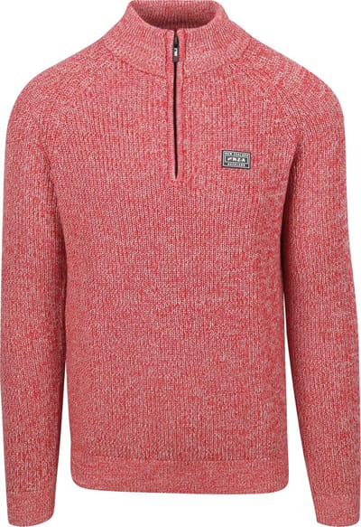 NZA - Rode katoenen trui met halve rits - Reed Red