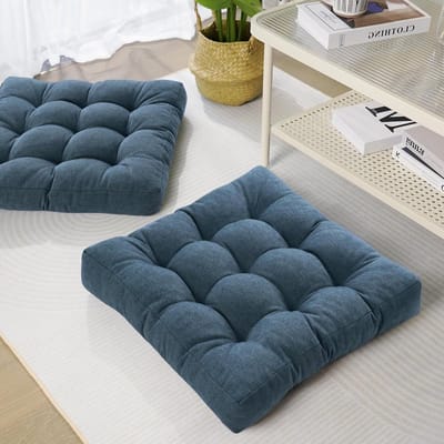 Vloerkussens Set - Zitkussens Vloer - Comfortabel Zitten - Gel Traagschuim Vulling - 50 x 50 x 10 cm - Blauw