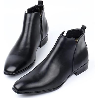 Heren Klassieke Retro Chelsea Boots Heren Britse Mode Leren Enkellaars Heren Casual Korte Laarzen Hoge Schoenen Plusmaten 40 black