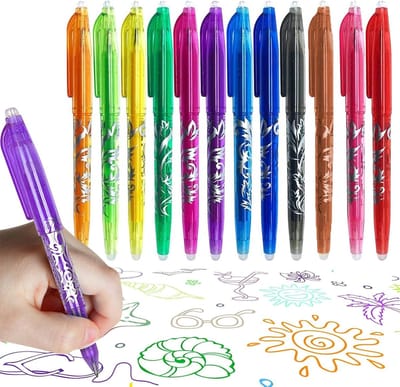 KZQ 12 kleuren uitwisbare gelpennen - Multicolor balpen met fijne punt - Schrijfgerei voor volwassenen kantoor en school