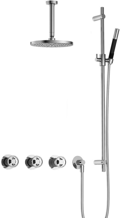 Hotbath Cobber - CW7067 - Inbouw Regendoucheset - Chroom - 2 Stopkranen - Thermostatisch - Plafondbuis 15 cm - Hoofddouche 200 mm - Ronde Handdouche - Glijstang 900 mm - Waterbesparend