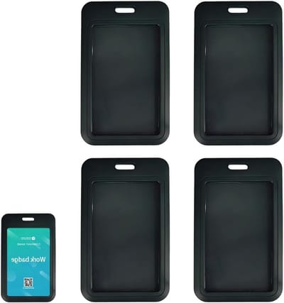 Set van 4 Donkergroene Plastic ID Kaarthouders, Beschermende Cases met Transparante Vensters voor Kantoor, School, Toegangskaarten en Licenties