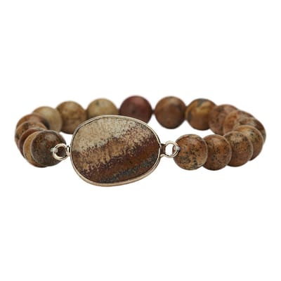 Armband Alice - Dames - Jasper en metaal - Bruin