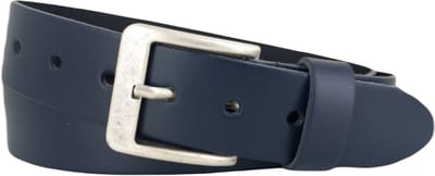 Leren Riem voor Dames en Heren | Kleur: navy | Lichte Gesp | 4cm breed | Riemmaat: 85cm (totale lengte: 100cm) | 100% echt leer | Nikkelvrije gesp