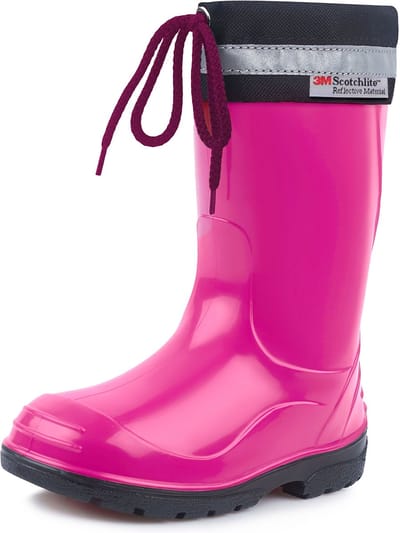 Ladeheid Kinder Regenlaarzen - Rubber - Hoog met Veters - PVC - Waterdicht – Fuchsia Zwart – 20 - LA-LMG-972-Kim