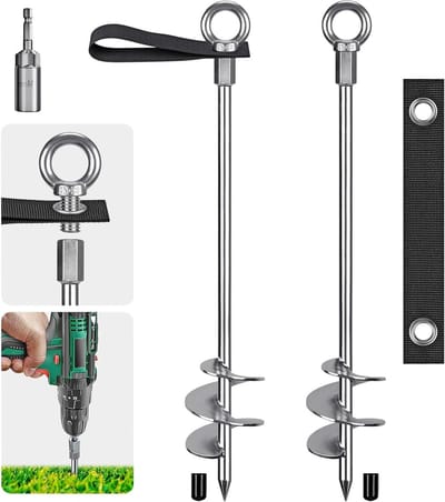 Grondanker Hamer - Stormanker Hamer - Tent Vastzetten - Extra Lange Spiraal - 61 cm - Staal