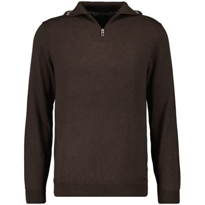 Ragman Trui Zip Collar Knitted Cotton Cashmere Bruin / male