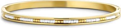 CO88 Collection 8CB-90703 Stalen armband Dames - Bangle - Miyuki kralen - Wit - 58x49mm - Goudkleurig