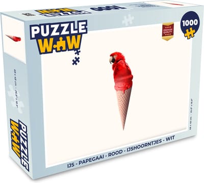 Puzzel IJs - Papegaai - Rood - IJshoorntjes - Wit - Legpuzzel - Puzzel 1000 stukjes volwassenen