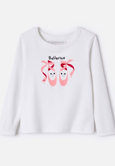 Damart - Thermolactyl T-shirts met zeefdruk voor kinderen - Kinderen - Wit - 8 JAAR