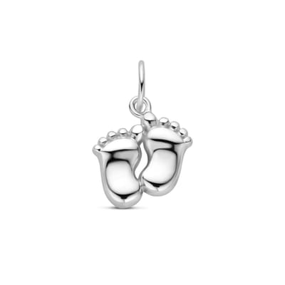 Zilver gerhodineerd hanger baby voetjes 16 mm - 1339902