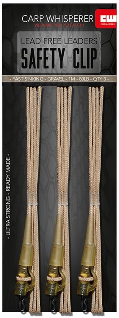 Carp Whisperer - Safety Clip Leaders - 3 stuks - Gravel