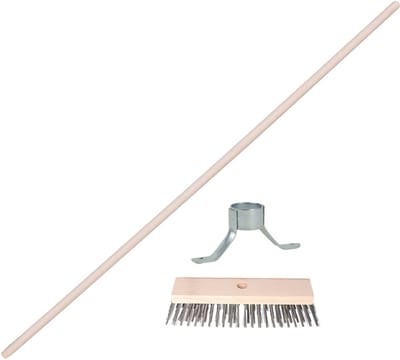 Sorex Staaldraad bezem - kop 30 cm - steel 120 cm - met metalen stokhouder - onkruid bezem - buiten