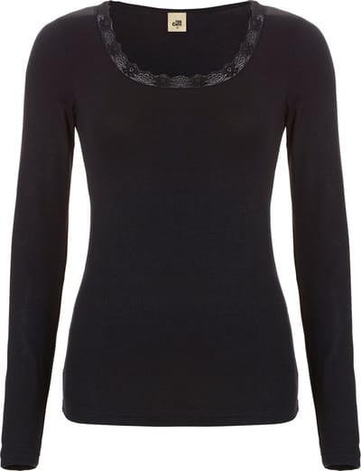 thermo shirt long sleeve met kant zwart voor Dames | Maat S