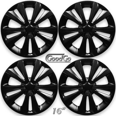 GoodGo Wieldoppen set HOSHI-B 16 inch in mat zwart. Set a 4 stuks (CONTROLEER UW BANDENMAAT en lees a.u.b. de onderstaande, uitgebreide tekst!)