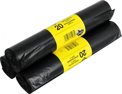 KURTT - 100x afvalzakken (5 rollen a 20 zakken) 60L - 60 x 80 cm - Zwart - (70 micron extra sterk) vuilniszakken