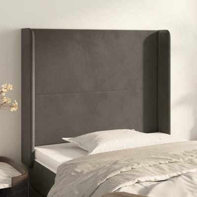 vidaXL - Hoofdbord - met - randen - 83x16x118/128 - cm - fluweel - donkergrijs