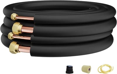 Leidingisolatieschuim Koperen Airco Leiding Geïsoleerde Koperen Leiding Mini Split Leiding Kit voor Airconditioning en Warmtepompsystemen(200cm/6.6ft)