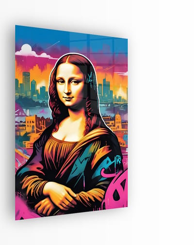 Indoorart - Glasschilderij Mona Graffiti 40x60 CM - Afbeelding op plexiglas - Inclusief montagemateriaal