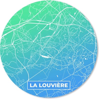 Muismat rond 20x20 cm - Mousepad Stadskaart - België - La Louvière - Blauw - Ronde muismatten