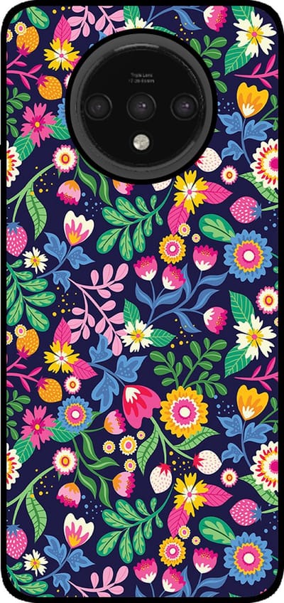 Smartphonica Telefoonhoesje Geschikt voor OnePlus 7T met bloemen opdruk - TPU backcover case flower design geschikt voor OnePlus 7T