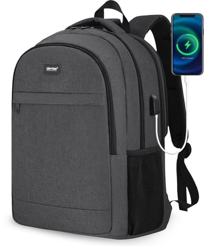 TAN.TOMI Rugzak - Laptop Rugzak - 28L - Inclusief Usb Oplaadstation - 17,3 Inch - Schooltas - Heren en Dames - Tas - Zwart