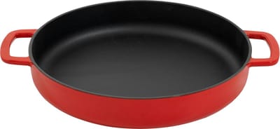 Combekk Gietijzeren Koekenpan Ø 28cm - 100% gerecycled - PFAS-vrij - Geschikt voor o.a. Inductie en BBQ - Rood