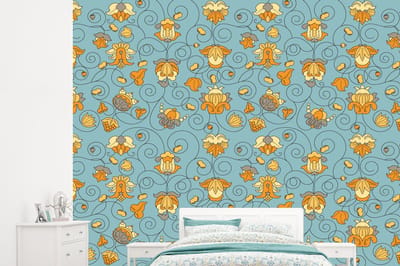 Behang - Fotobehang Patronen - Vintage - Bloemen - Breedte 245 cm x hoogte 220 cm