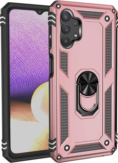 Anti-Shock Hybrid Ring Armor Hoesje Geschikt voor: Samsung Galaxy A32 4G - rose goud