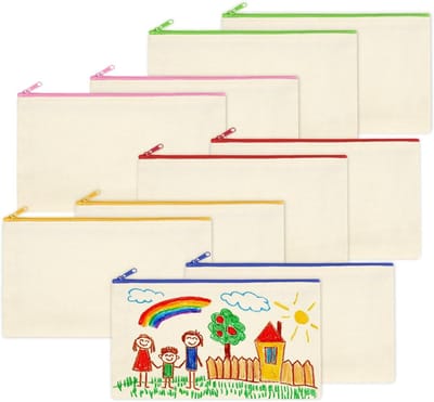 Katoenen Tassen voor Schilderen, Pennenhouder voor Creatieve Activiteiten, Kinder Knutselset voor Verjaardagen, Beige en Modern Design