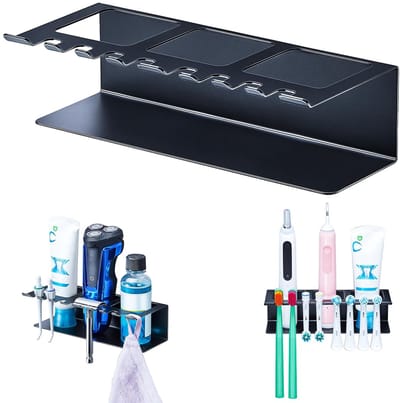 Dailygoods- Tandenborstelhouder - Elektrische Tandenborstelhouder - Wandhouder - Opzetborstelhouder - Roestvrij Staal - Waterdicht en Matzwart - Tandenborstelstandaard