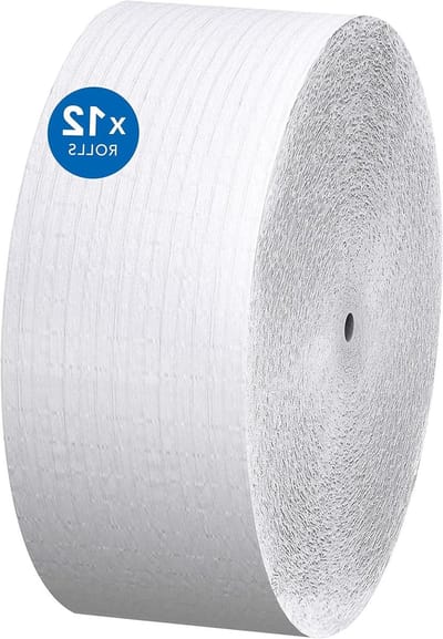 Jumbo Toiletpapier Rollen - Grote Rol WC Papier - Huishoudelijk Gebruik - Zonder Kern - 12 Rollen - Wit