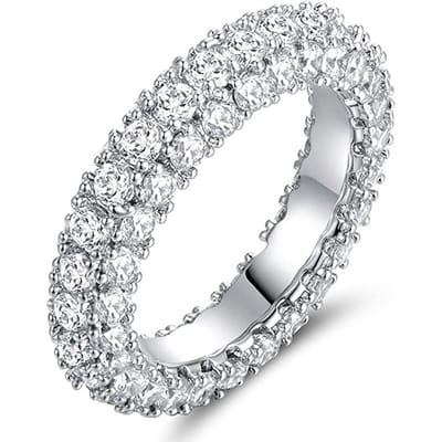 Huitan Anneaux de Fiançailles Simples Élégants pour Femmes Anneaux de Mariage Promesse Éternelle 3 Couleurs Bijoux Féminins Mode Luxe Livraison Directe 10 white