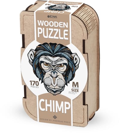 Eco-Wood-Art Chimpansee Houten Legpuzzel Size M – 170 Stukjes – Dierenpuzzel