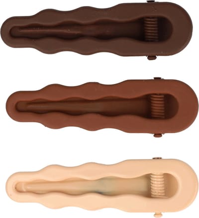 Haarsoires Haarspeld Duckklemmen 6cm – Open Wavevorm – Metaal – Bruin – Set van 3 - Haarclip - Haarklem - Makkelijk in Gebruik - Sterke Haarclip voor Styling & Dagelijks Gebruik - Hair Clip - Decoratieve Haaraccessoire