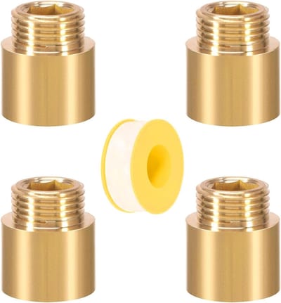 4-delige Messing Kraanverlenging 1/2" x 20mm, DN15 Draadverlenging voor Taps en Hoekkranen, Duurzame Aansluitingen voor Waterleidingen